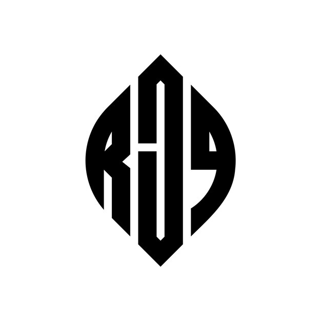 Rjq kreisbuchstaben-logo-design mit kreis- und ellipseform rjq ellipse-buchstaben mit typografischem stil die drei initialen bilden ein kreis-logo rjqkreis-emblem abstrakt monogramm buchstabenzeichen vektor