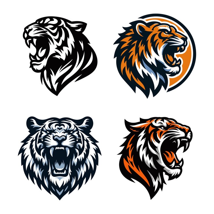 Vektor roaring tiger-logos-vektorillustration