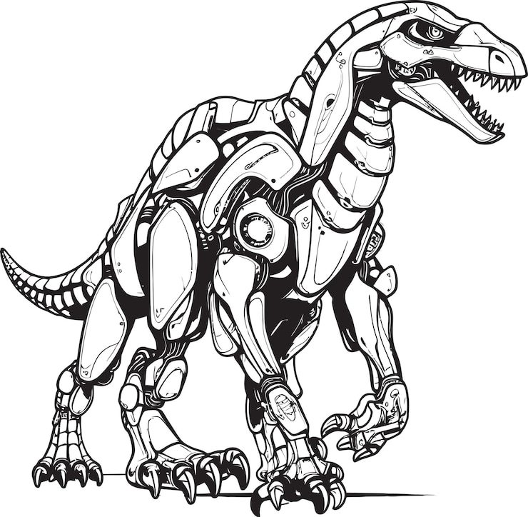 Robo Rex Evolution Vector Black Logo Icon Design, das futuristische Dinosaurier, Robotik und Kybernetik darstellt