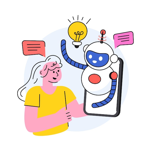Robot-Assistent-Konzeptvektor in einer Stock-Illustration im flachen Stil