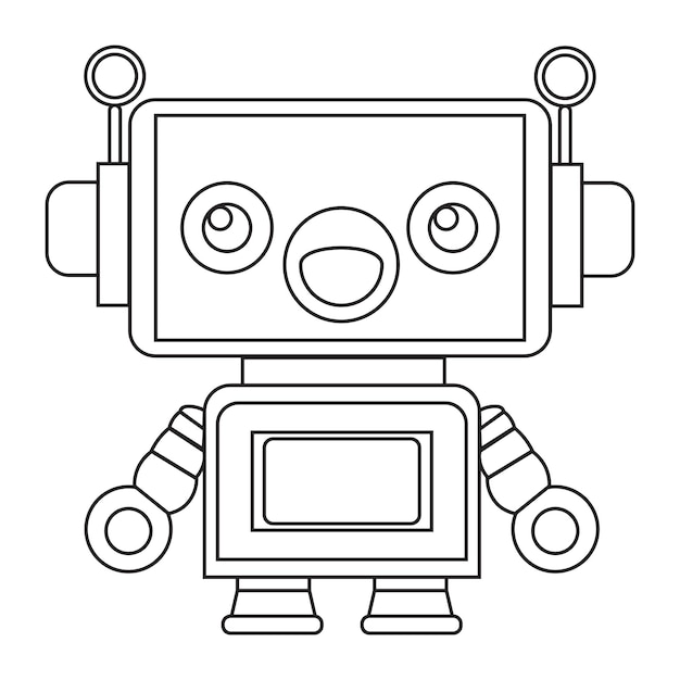 Roboter Android Kinder Malbuch Vektor auf weißem Hintergrund