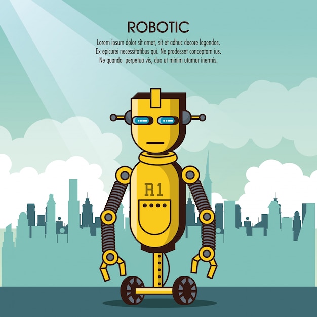 Roboter-infographik cartoon