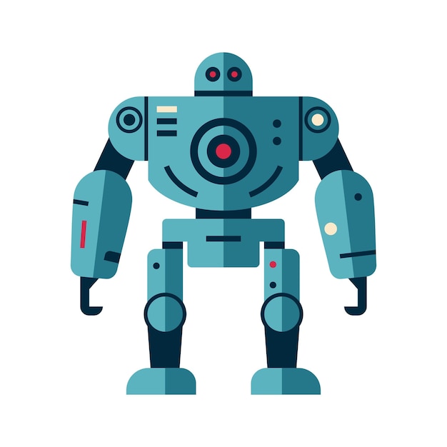 Roboter-Maschine-Technologie Metall-Cyborg in Flachheit Futuristischer humanoider Maskottchen Charakter Wissenschaft Robotik
