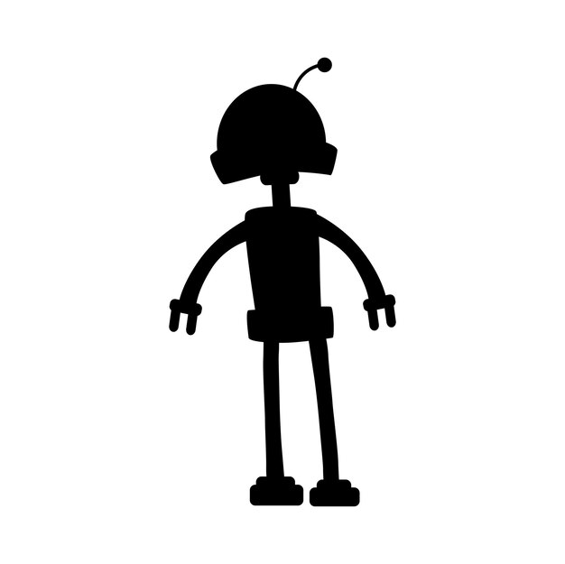 Roboter mit antenne auf dem kopf droiden-silhouette-symbol