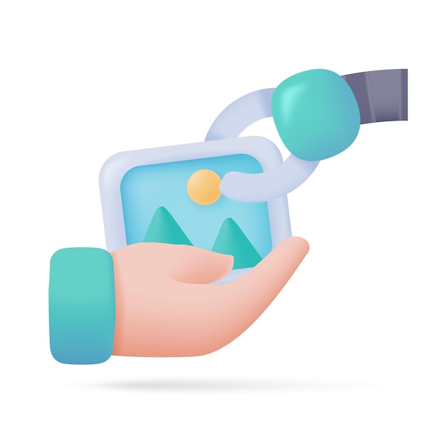 Roboterhand unterstützt menschliche Arbeit Das Konzept der Zusammenarbeit mit Robotern 3D-Illustration