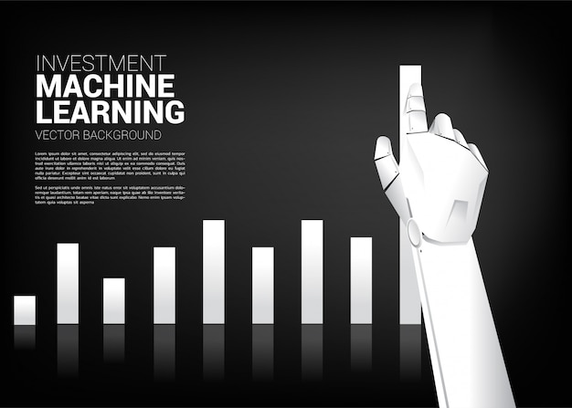 Roboterhandbewegung ziehen geschäftsdiagramm höher