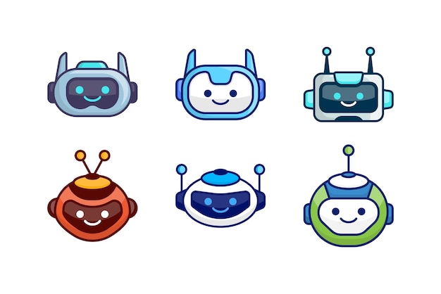 Roboterkopf, Avatar, Vektor, Design, Karikatur, Maskottchen, Roboterkopf, Symbol, Design
