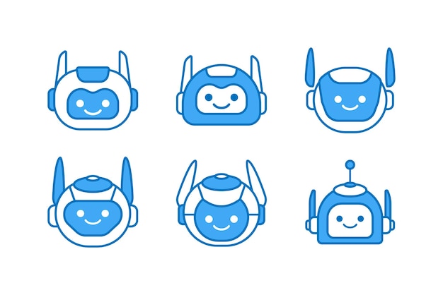 Roboterkopf, Avatar, Vektor, Design, Karikatur, Maskottchen, Roboterkopf, Symbol, Design