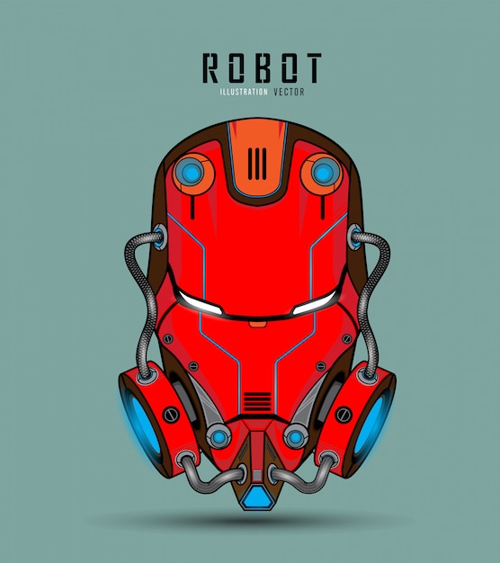 Roboterkopf charakter design. roboterschädel-logoillustration.