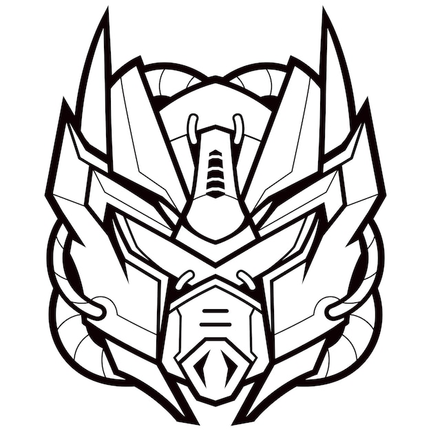 Vektor roboterkopf maskottchen logo strichzeichnungen