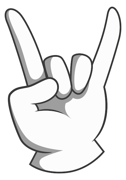 Vektor rock-handgestur comic-weißer handschuh-hand-ikonen.