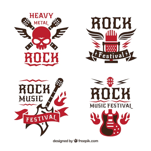 Rock-logo-kollektion mit flachem design