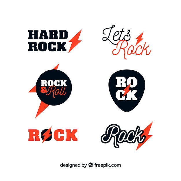 Rock-logo-kollektion mit flachem design