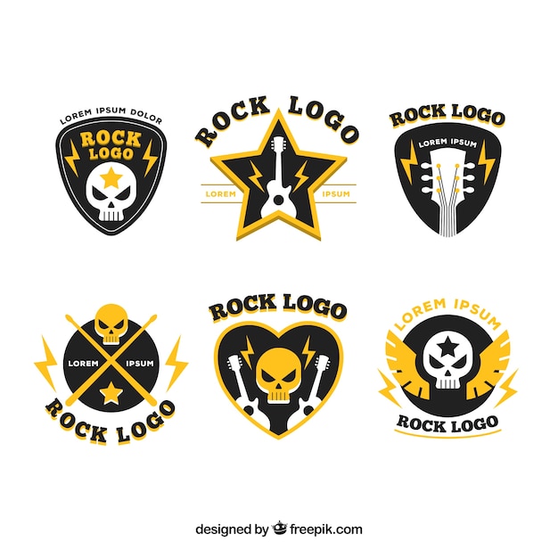 Vektor rock-logo-kollektion mit flachem design