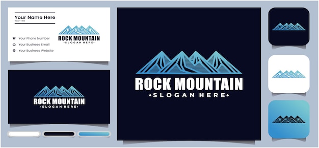 Rock mountain symbol vektor logo vorlage illustration design exklusiv in schönem blau