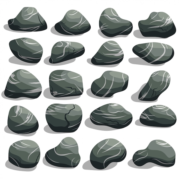 Rock stone set cartoon.