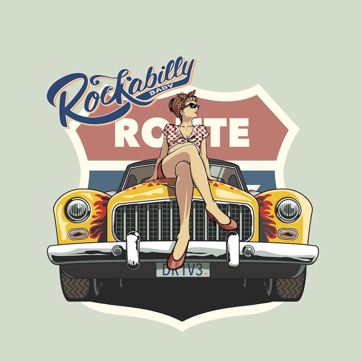 Vektor rockabilly-baby-pin-up-illustration