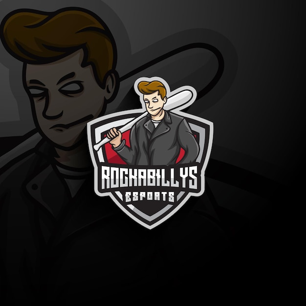 Rockabilly esport maskottchen logo