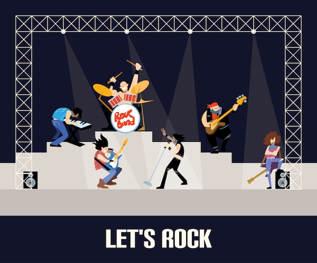 Rockbandmusikgruppen-konzertillustration