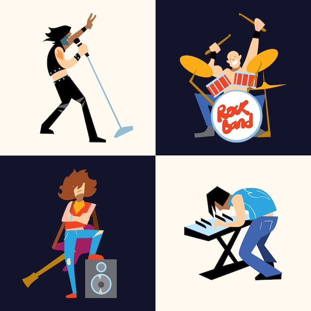 Rockbandmusikgruppen-Vektorillustration