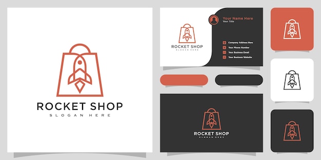 Rocket Shop Logo Design Vektor und Visitenkarte