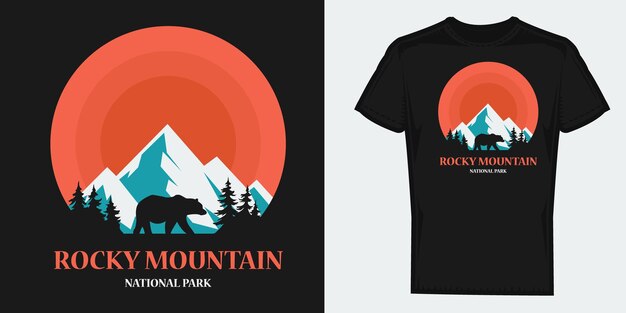 Rocky-mountain-nationalpark-colorado-bär-vektorgrafiken für t-shirt-drucke