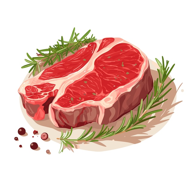 Roh marmoriertes Fleisch Black Angus Steak Ribeye Fleischprodukt-Vektorillustration