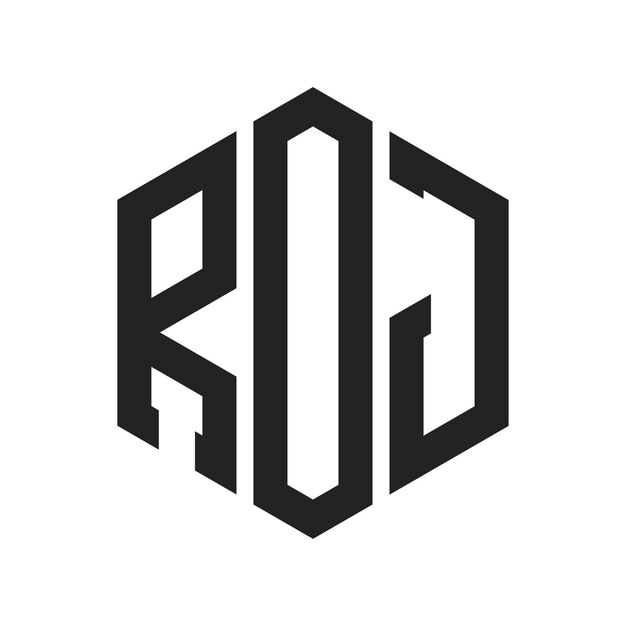 ROJ-Logo-Design Anfangsbuchstaben ROJ-Monogramm-Logo in sechseckiger Form