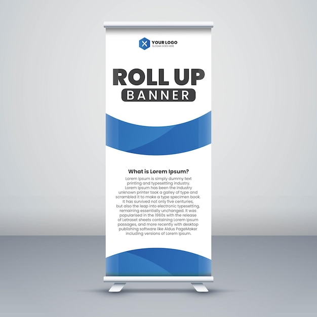 Roll-Up-Banner-Design in blauer Farbe