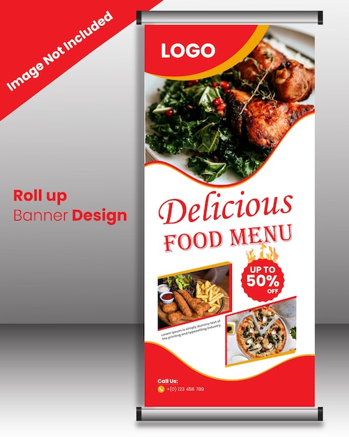 Roll-up-Banner-Design-Vorlage für Essen und Restaurant