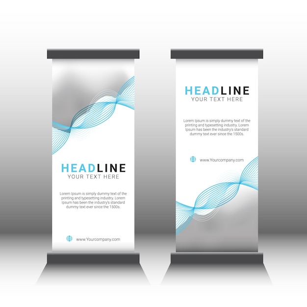 Roll-up-Banner-Design-Vorlage mit abstrakten blauen Linien