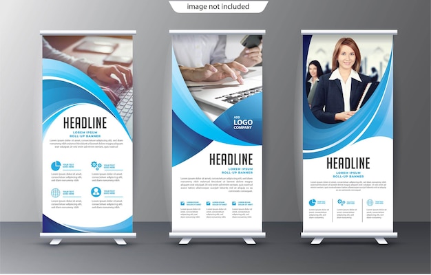 Rollen Sie die Geschäftsvorlage für die Standwerbung zusammen