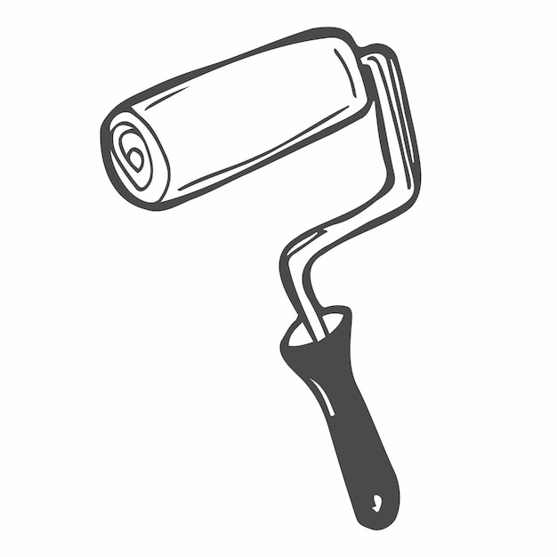 Vektor roller wand malwerkzeug doodle vektor illustration pinselrolle isoliert