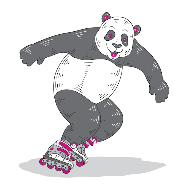 Rollschuh panda inline skate tier rollerblatt sport