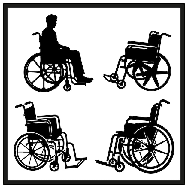 Rollstuhl-Silhouette-Vektor-Clipart-Satz