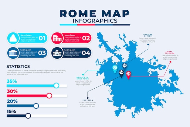 Rom karte infografiken statistik flaches design