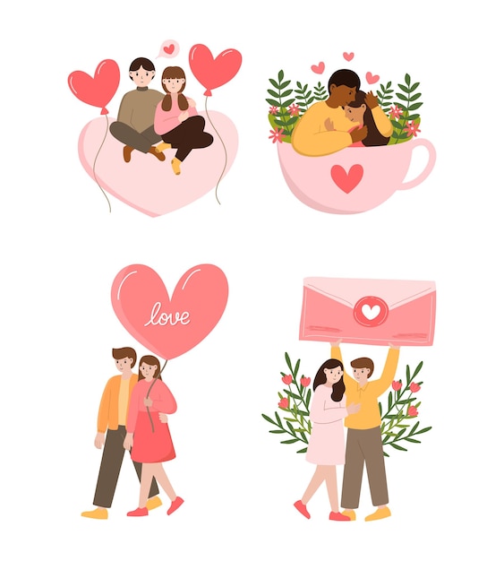 Vektor romantic couple valentinstag flache illustration