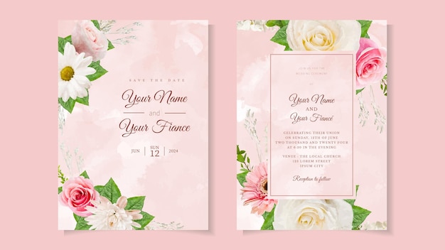 Romantische botanische blumenhochzeit laden blume ein, danke rsvp save the date