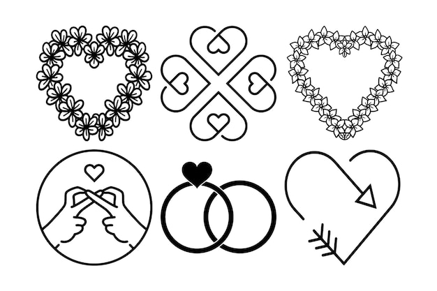 Romantische Ikone mit Herz-Liebes-Illustration