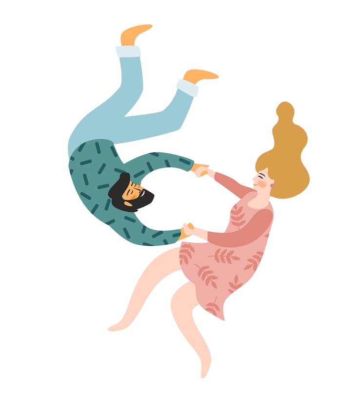 Vektor romantische isolierte illustration mit mann und frau liebe liebesgeschichte beziehung vektor-design-konzept für den valentinstag und andere