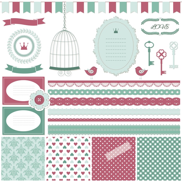 Romantische Sammelalbum Design-Elemente festgelegt.
