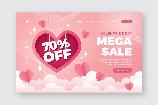 Romantische valentinstag-landingpage