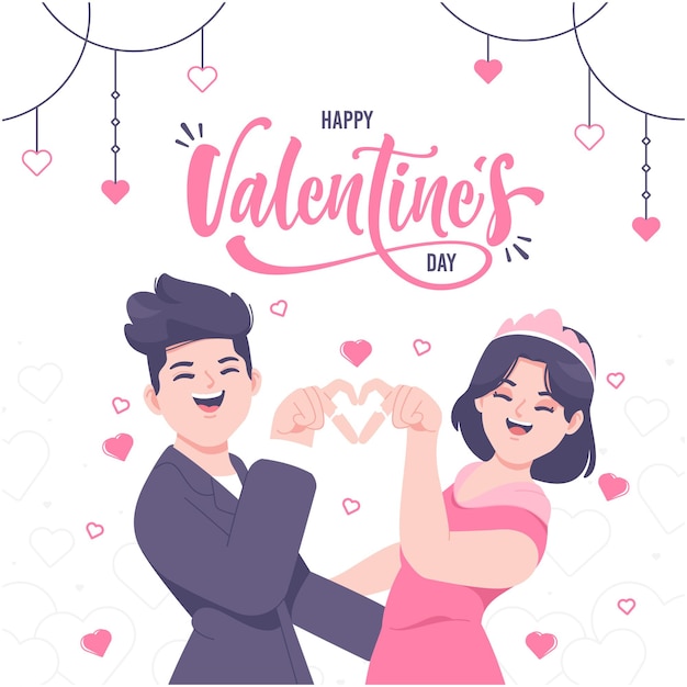 Romantischer valentinsgrußpaar-illustrationshintergrund