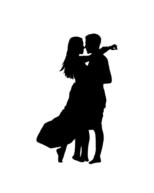 Vektor romantisches paar vektor-illustration einer silhouette eines liebenden paares.