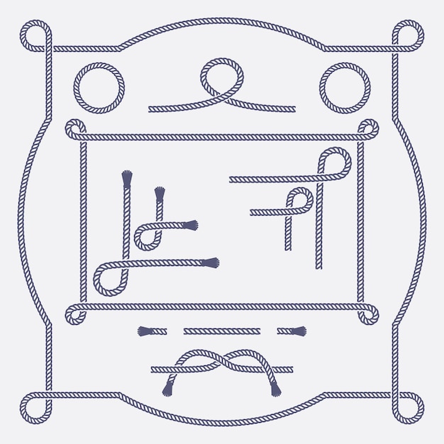 Vektor rope border frame-elementensatz