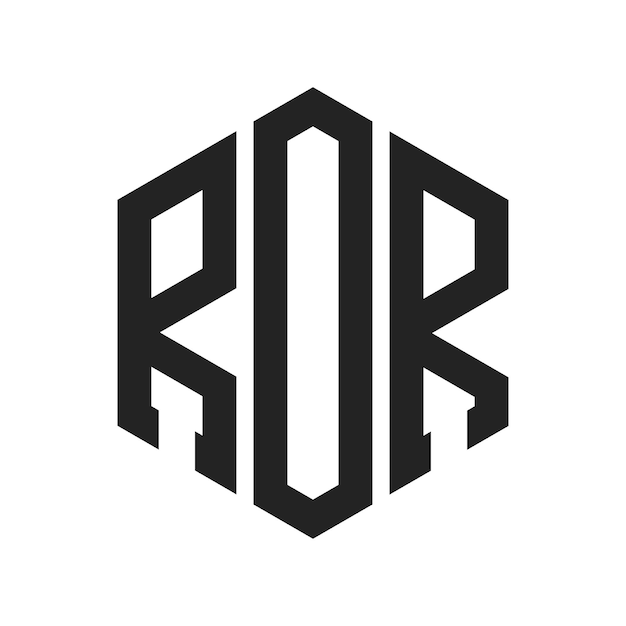 ROR-Logo-Design Anfangsbuchstaben ROR-Monogramm-Logo in sechseckiger Form