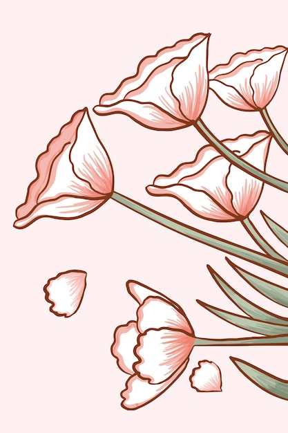 Rosa aquarell tulpen schönheit blume ästhetische tapete freihandillustration