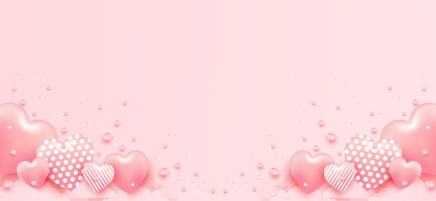 Rosa Banner des Valentinstags mit Herzen