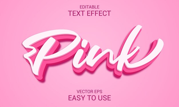 Rosa bearbeitbarer Vektor 3d-Texteffektstil