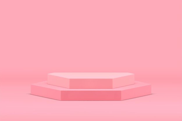 Rosa D-Podium, elegantes, modernes Sockelmodell für die Präsentation von Kosmetikprodukten, Vektorgrafik